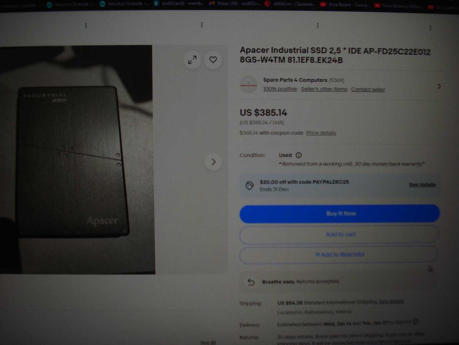 ssd retro vintage apacer industrial 32gb sata stare buna, testat