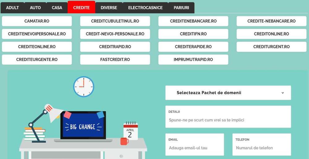 Vand pachet 5 siteuri de credite + inca 9 domenii exact match pe nisa