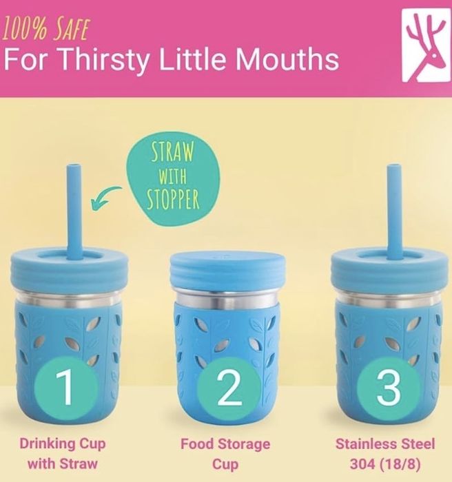 Pahar din oțel inoxidabil Elk and Friends pentru copii mici, 400 ml