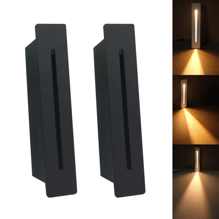 LED вграден стенен вътрешен 220V ъглов лампа за стъпала 2 бр,черно