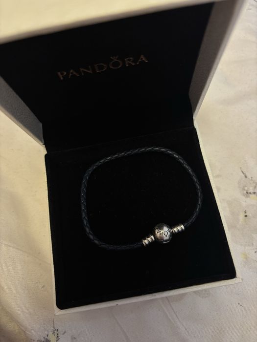 Браслет пандора кожа с серебром