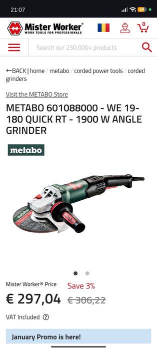 Metabo polizor WE19-180 1900w