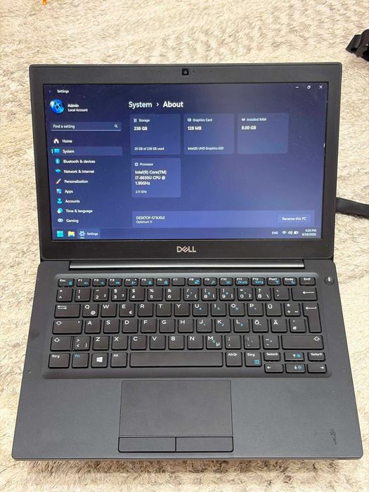 Laptop DELL Latitude 7290, Intel Core i7-8650U, 8GB DDR4, 256GB SSD, 12.5 Inch HD, Webcam