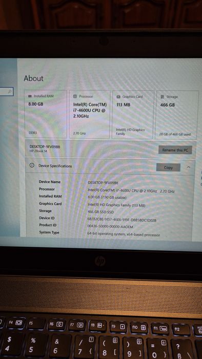 Laptop HP ZBook 14 Intel i7 4600u SSD 512GB , 8GB RAM Windows 10