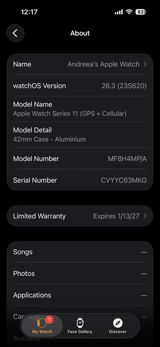 Apple Watch Series 11 GPS+Celullar (42mm) Aluminiu – Sănătate Baterie 100% / Ca Nou