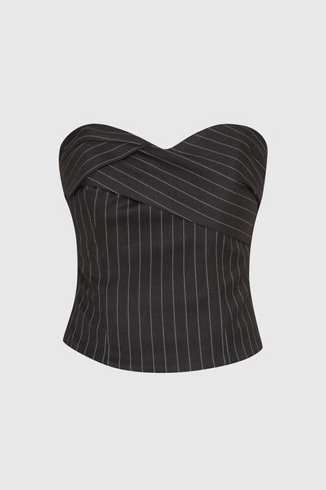 Cliche Бюстие с прехлупване в черно на райета