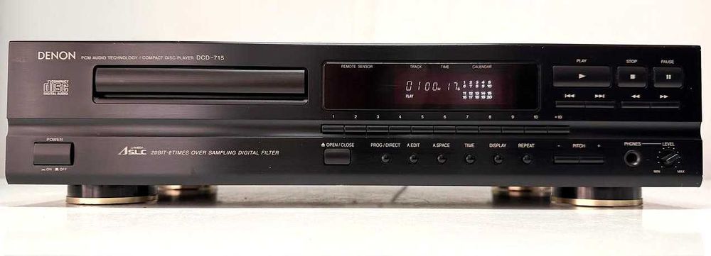 CD Player Denon DCD-715 – Lambda 20 Bit ASLC – Pitch Control – Coaxial – Made in Germany