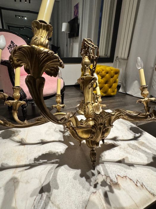 Candelabru din alamă masivă – stil Louis XV / Rococo, antichitate