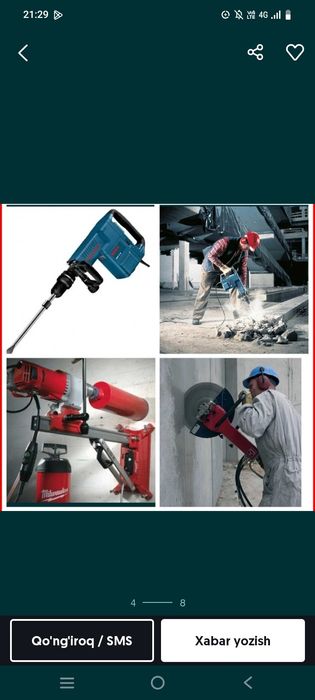 Almazniy bur almazniy rezka teshik tashish beton kesish xizmati