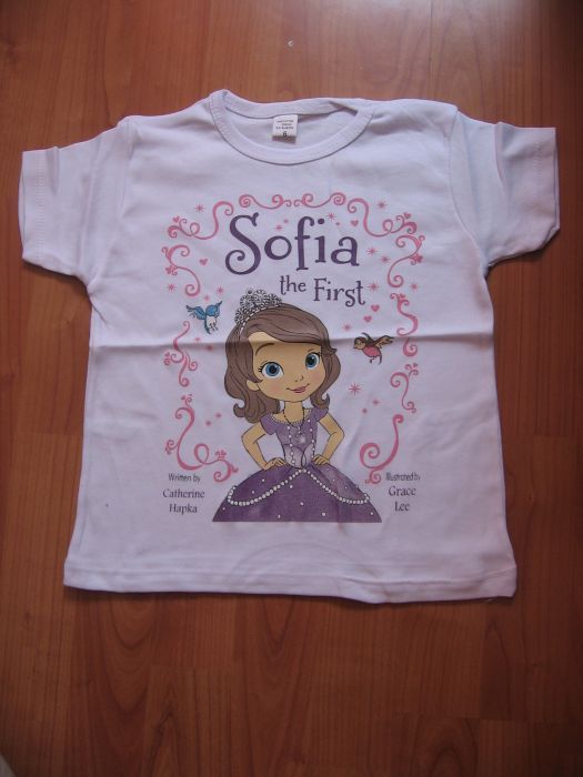 Tricou Printesa Sofia I, alb si roz, 6-12 ani, NOU