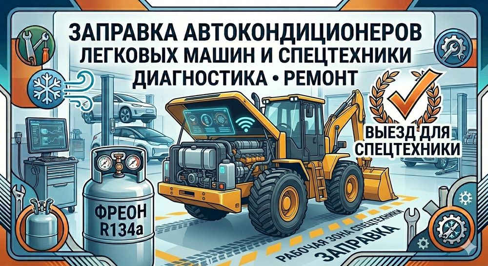 Заправка автокондиционров.легковых машин и спецтехники.