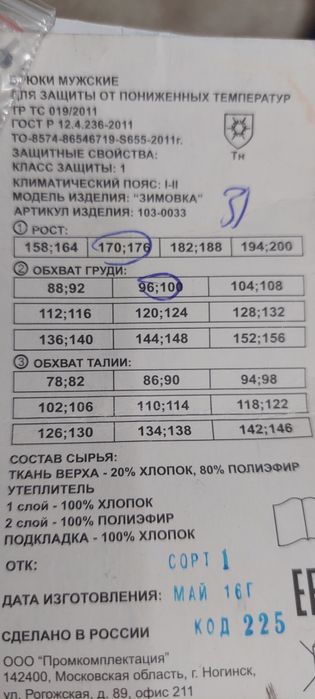 Брюки тёплые рабочие