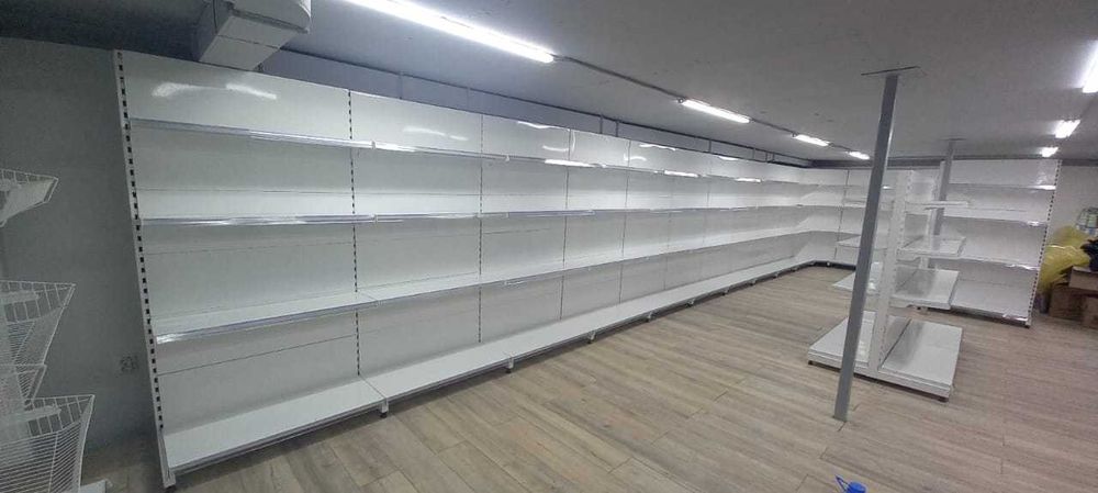 Полки металлические островные стелажи витрины торговые для магазина