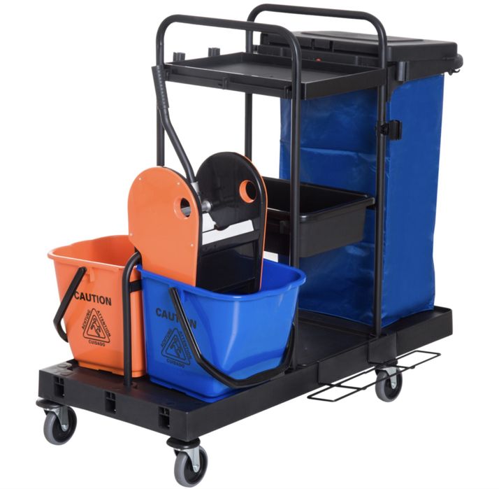 Количка за почистване Homcom, Професионална, С 2 кофи