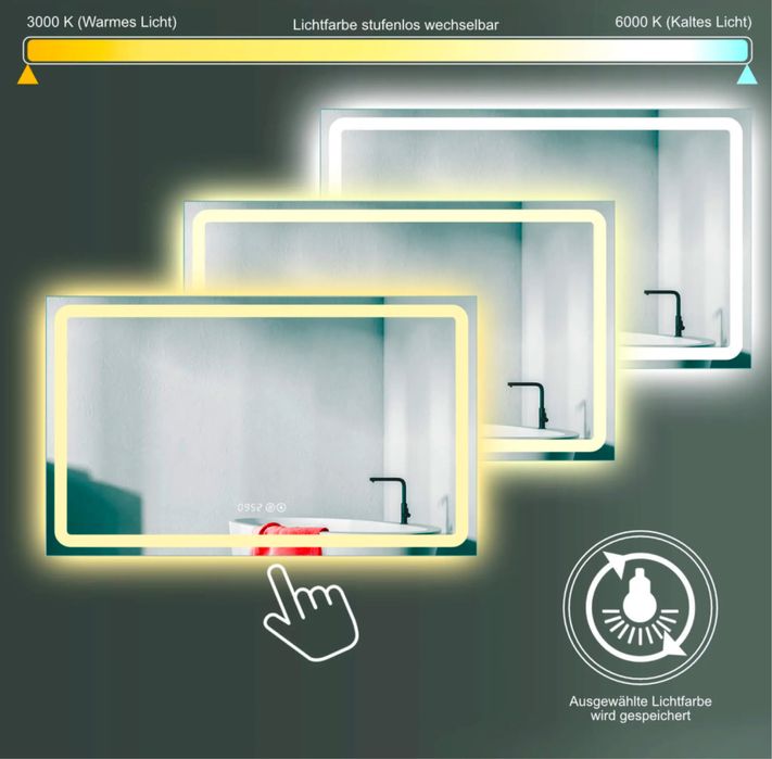 Oglinda inteligenta cu led 100/60 cm