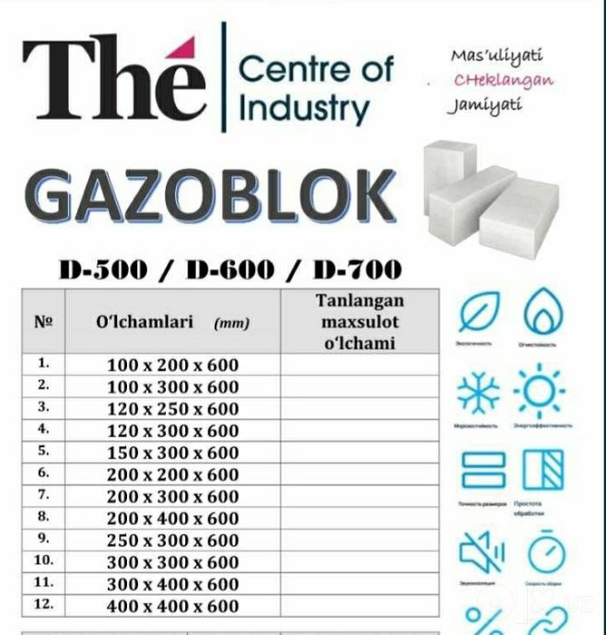 Gazoblok alo sifatda