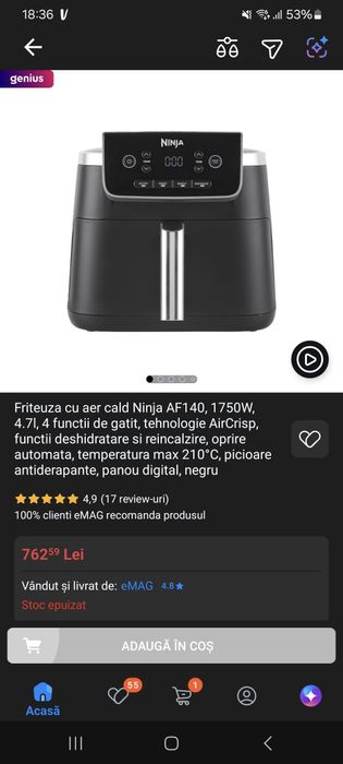 Friteuza cu aer cald  Ninja AF140 / NOU / 0 ore utilizare