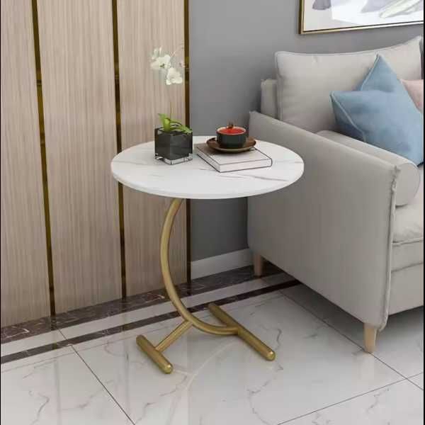 Masa / Masuta rotunda pentru cafea, efect marmura