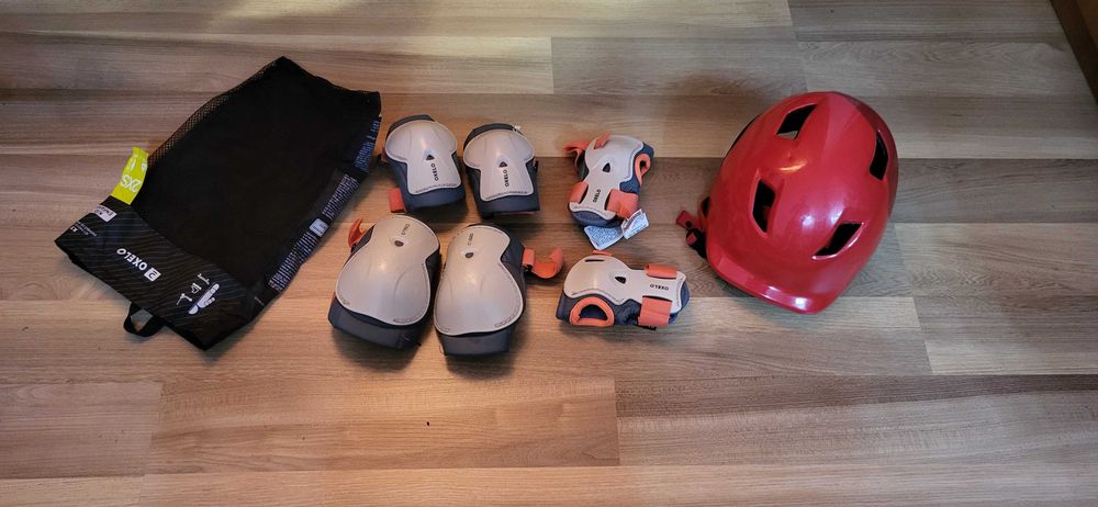 Cască ciclism BTWIN 500 Copii si Set protecții OXELO