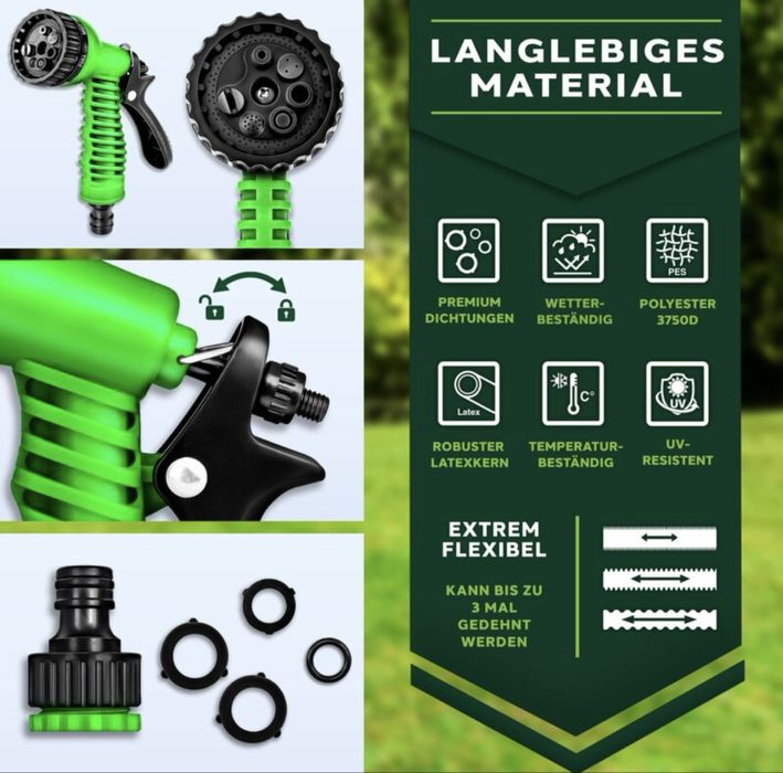 TRESKO® Гъвкав градински маркуч 10м.