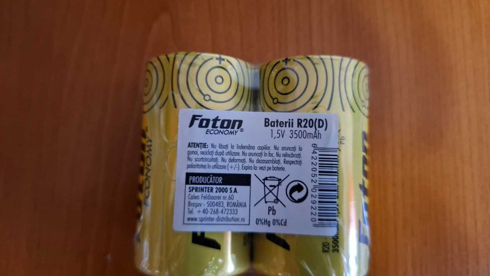 Set 10 Baterii R20 (D) 1,5V 3500mAh