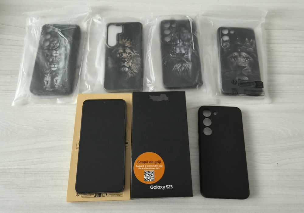 Samsung S23 5G  Phantom Black 256G  cutie, huse, folii!