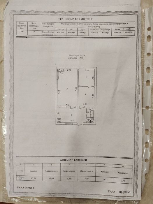 Продаю свою 2/1/9, 52 000 $.  44 кв.м в Яшнобадском районе.