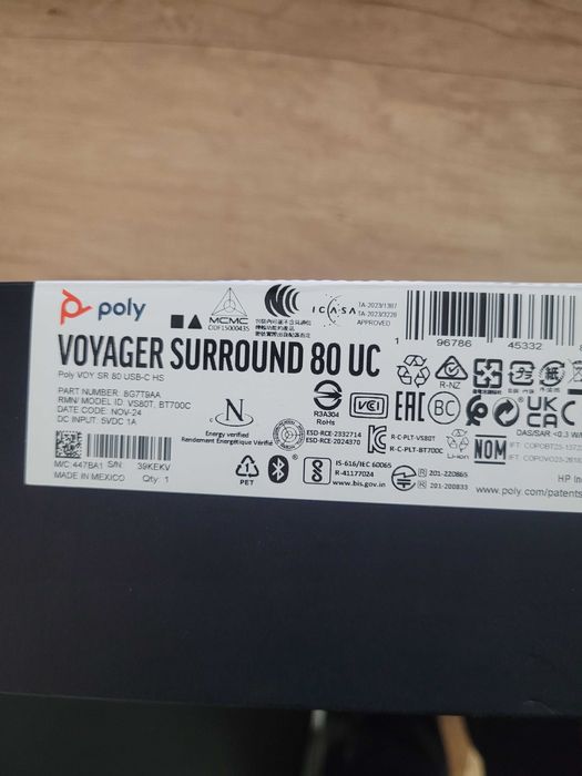 Casti wireless Poly Voyager Surround 80 UC,  USB-C  PC,  MAC, Android