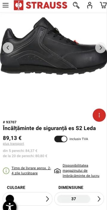 Pantofi noi Engelbert Strauss S2 Leda, încălțăminte protecție, bombeu