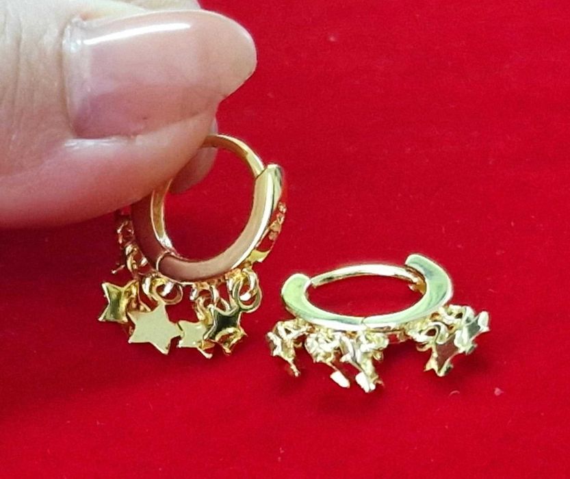 GP95,cercei placati aur 14k,incuietoare sigura,stelute flexibile