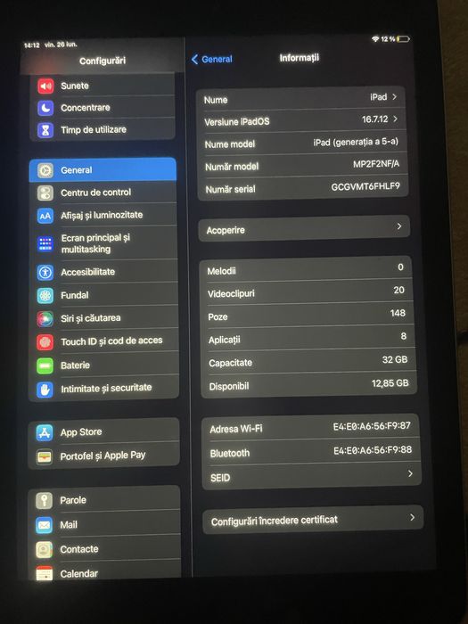 ipad 5th gen, ca nou 32gb space grey