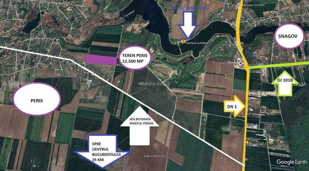 Proprietar - Teren intravilan Snagov - Peris - 12.500 mp la 15 euro/mp