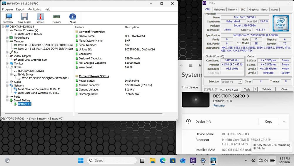 Dell Latitude 7490 i7-8650U 16GB DDR4 512GB SSD Windows 11