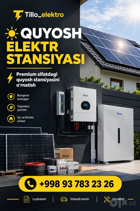 Quyosh stansiyasi o’rnatish. Quyosh panellari