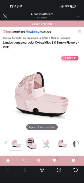 Landou Cybex Mios Flower Pink