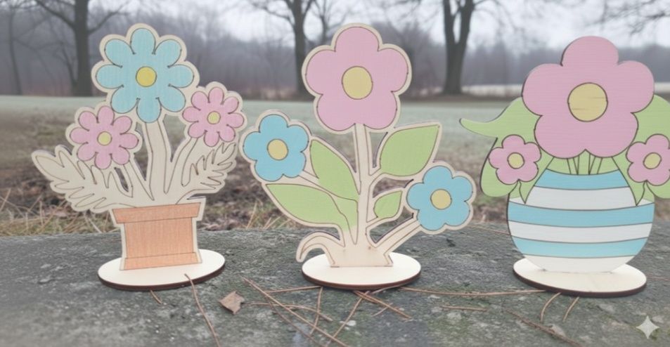 Подставки деревянные на 8марта для детского творчества