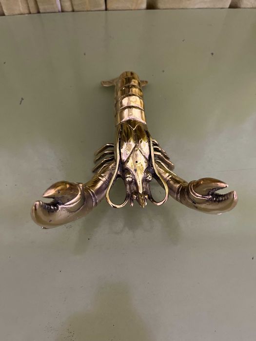 Склуптура,декорация на омар от полиран бронз(XL)