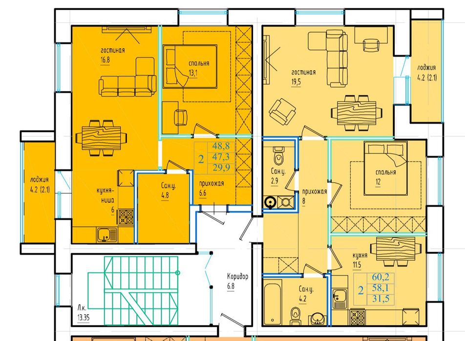 Продается 4х ком кв Кошкарбаева 24