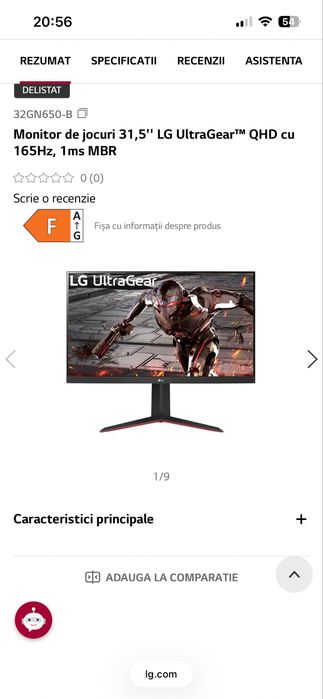 Monitor Gaming LG UltraGear 32” 165Hz 2K