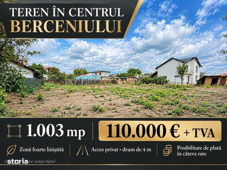 Teren 1.003 mp în centrul Berceniului | Acces privat | Rate