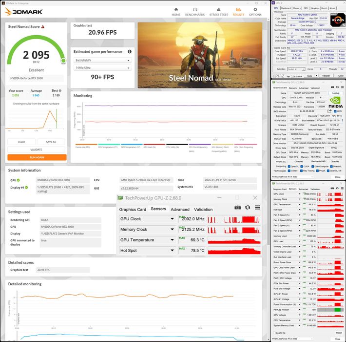 Placa video folosita ASUS 3060 DUAL V2 LHR 12GB GDDR6 inca in garantie