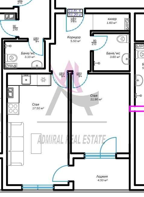 Продава се Двустаен апартамент в Варна, Възраждане 3 - 61 кв.м за 1607 €/кв.м - Снимка #2