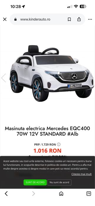 Masinuta electrica mercedes cu telecomanda pentru copii