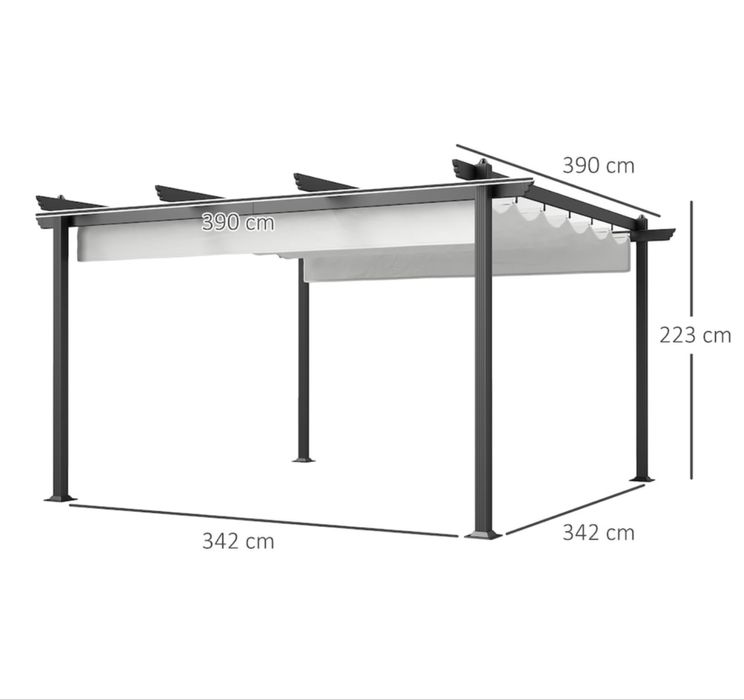 Outsunny Pavilion 4x4 m Pergola – alb