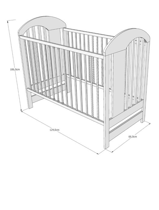 Детска дървена кошара, легло 120х60 + матрак + протектор за матрак
