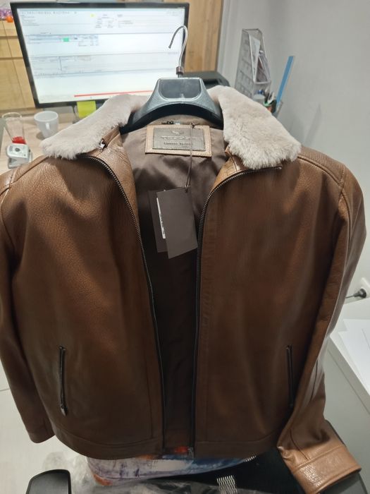 Ново оригинално кожено мъжко яке Teodor агнешка кожа!