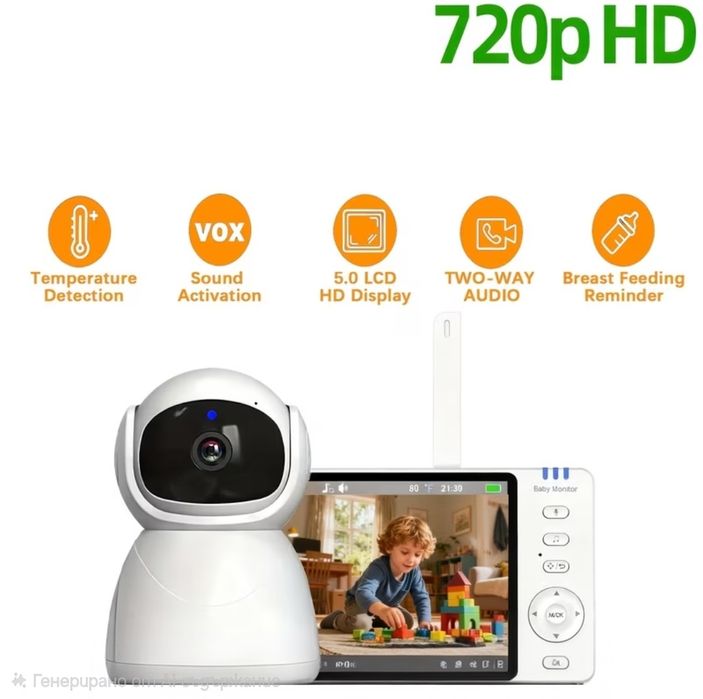 Видео бебефон 5" инча чисто нов