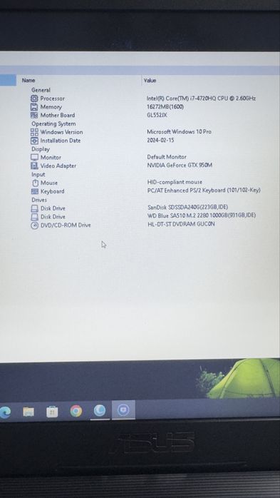 Laptop Asus Rog GL552JX