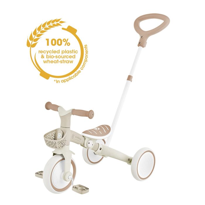 Нова триколка с родителски контрол 3 в 1 Globber Learning Trike Plus бежова