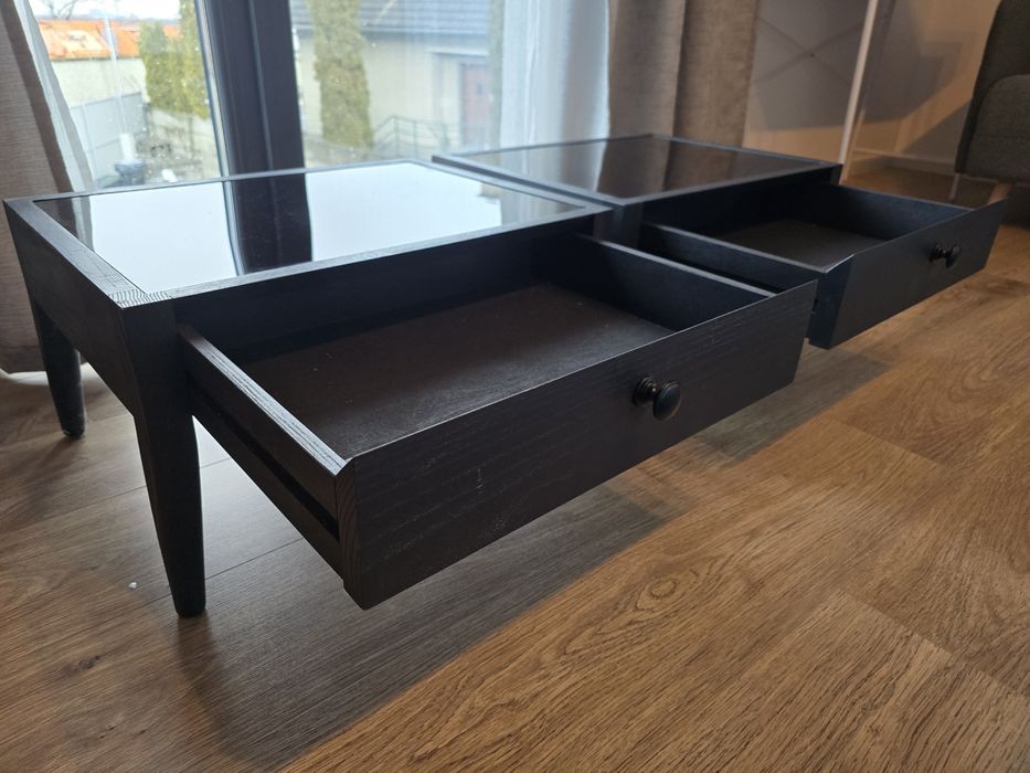 Noptiere lemn și sticla